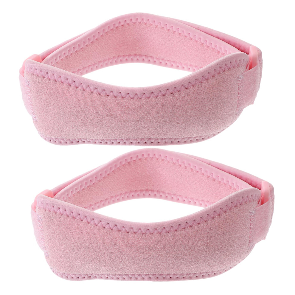 Pink 2Pcs Adjustable Patella Knee Support Brace For Running Basketball Fitness Injury Prevention