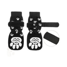Haustier Socken Pfotenschutz Kompatibel mit Hunde, Rutschfest, Wasserdicht, Verhindert Abrutschen, 4 Stück Schwarz L
