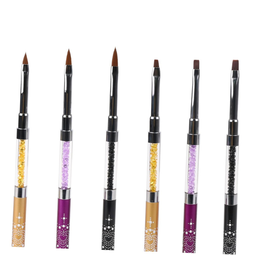 Black Dual End Gel Nail Brush Pen With Flat And Fine Tips For Nail Extensions And Builder Gel