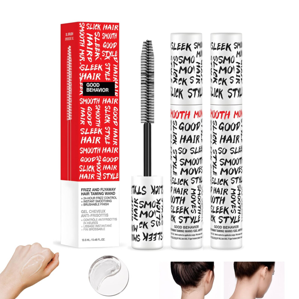 Hair Taming Wand with Instant Frizz Control, Flyaway Hair Stick, Travel Size 0.24oz, 2 Pack