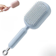 Self Cleaning Hair Brush with Retractable Cushion, Anti Static Detangling for All Hair Types Blue