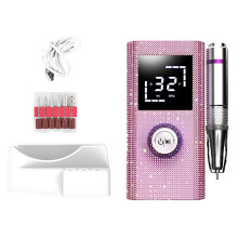 Electric Nail Drill 45000 RPM Professional Cordless Rechargeable for Manicure Pedicure Pink LCD Display