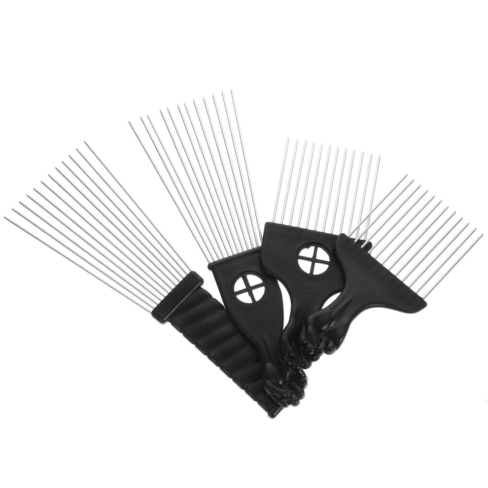 Unisex Metal Hair Comb Set 4Pcs Stainless Steel Afro Pick For Textured Curly Hair Styling And Detangling