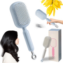 Detangling Hair Brush with OneClick Self Cleaning, Anti Static Scalp Massage Comb for All Hair Types, Blue
