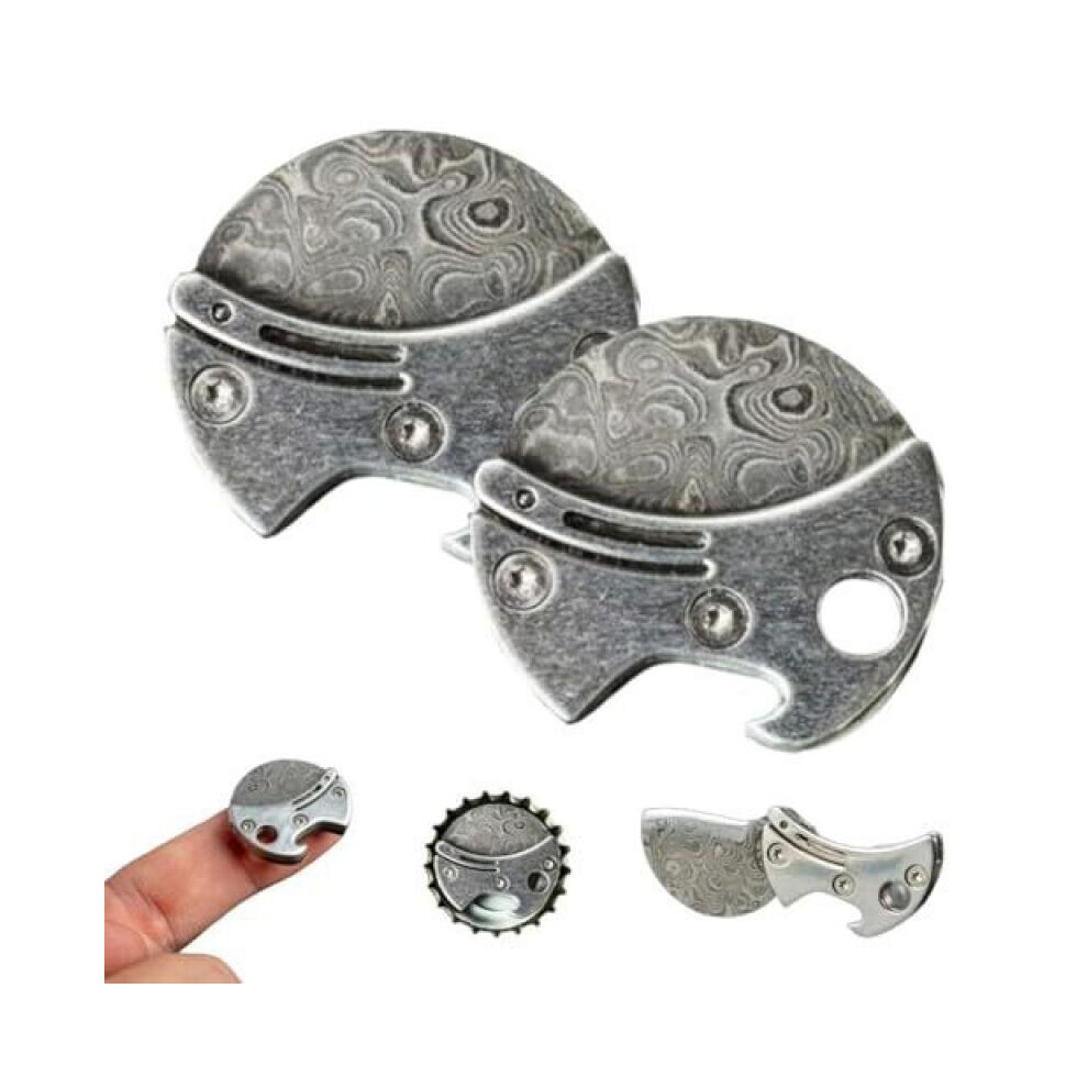 Rowjow 2026 Alloy Coin-Shaped Circular Accessory Pocket Knife Portable Keychain Edc