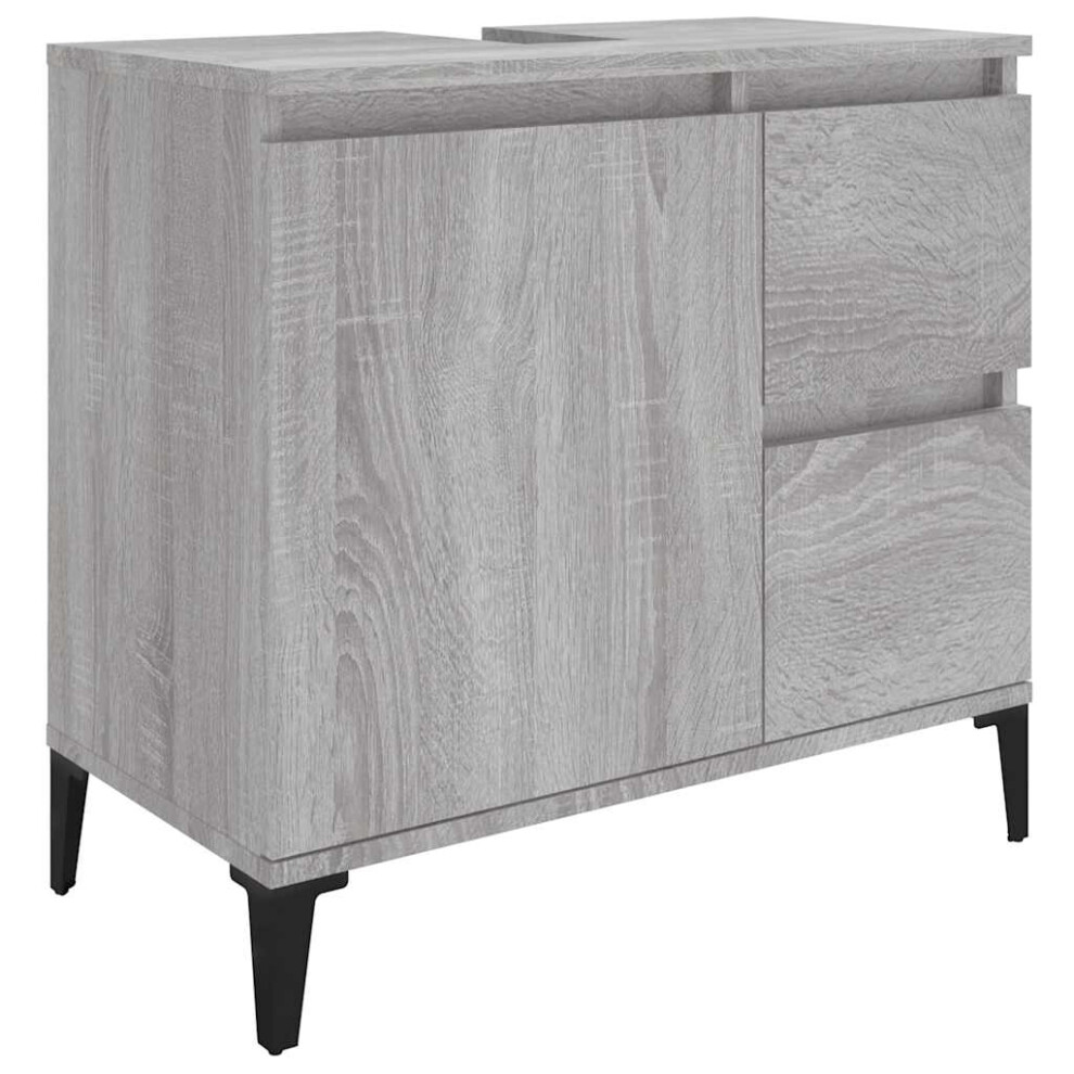 Vidaxl (Grey Sonoma) Bathroom Cabinet Cupboard Washroom Storage Cabinet Engineered Wood