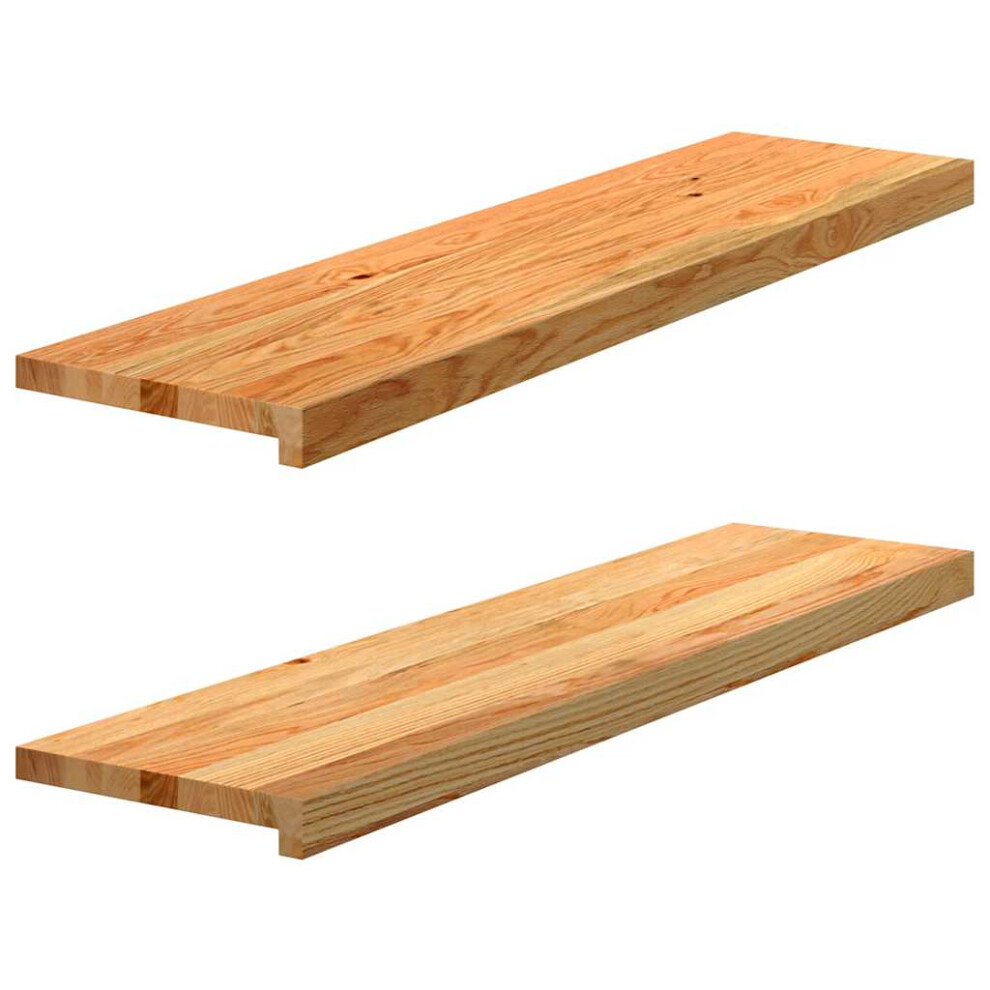 Vidaxl (Light Brown, 100 X 30 X 2 Cm/ 2 Pcs) Stair Treadss Step Mat Door Mat Tread Mat Untreated Solid Wood Oak