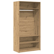 (artisan oak, 100 x 50 x 200 cm/ 4 shelves) vidaXL Wardrobe Clothing Storage Hanger Clothes Cabinet Closet Engineered Wood