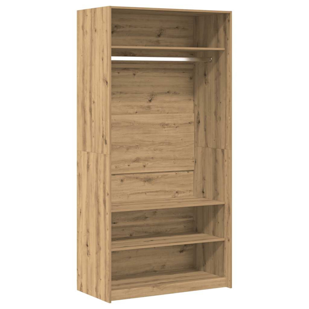 Vidaxl (Artisan Oak, 100 X 50 X 200 Cm/ 4 Shelves) Wardrobe Clothing Storage Hanger Clothes Cabinet Closet Engineered Wood