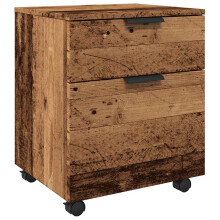 (old wood) vidaXL Mobile File Cabinet with Wheels Desk Storage Cabinet Engineered Wood