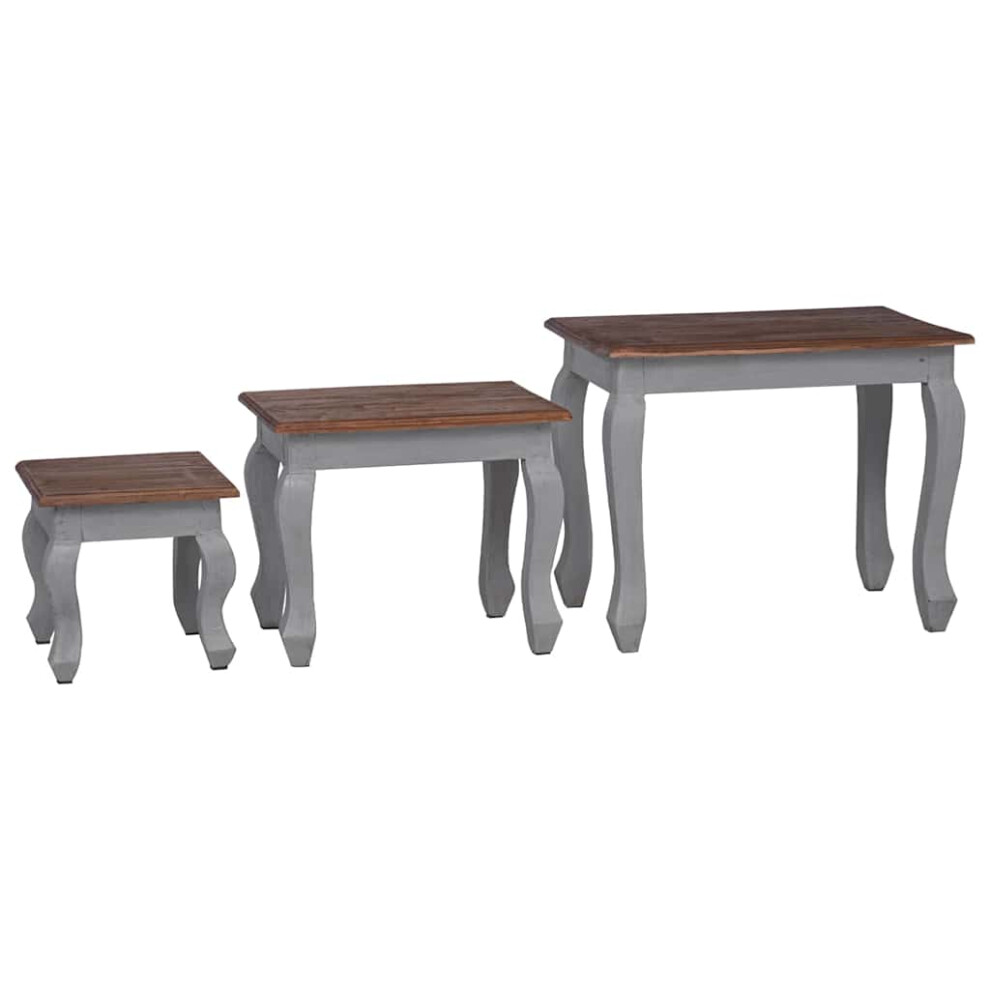 Vidaxl Nesting Table Set 3 Pieces End Table Coffee Table Solid Mahogany Wood Brown