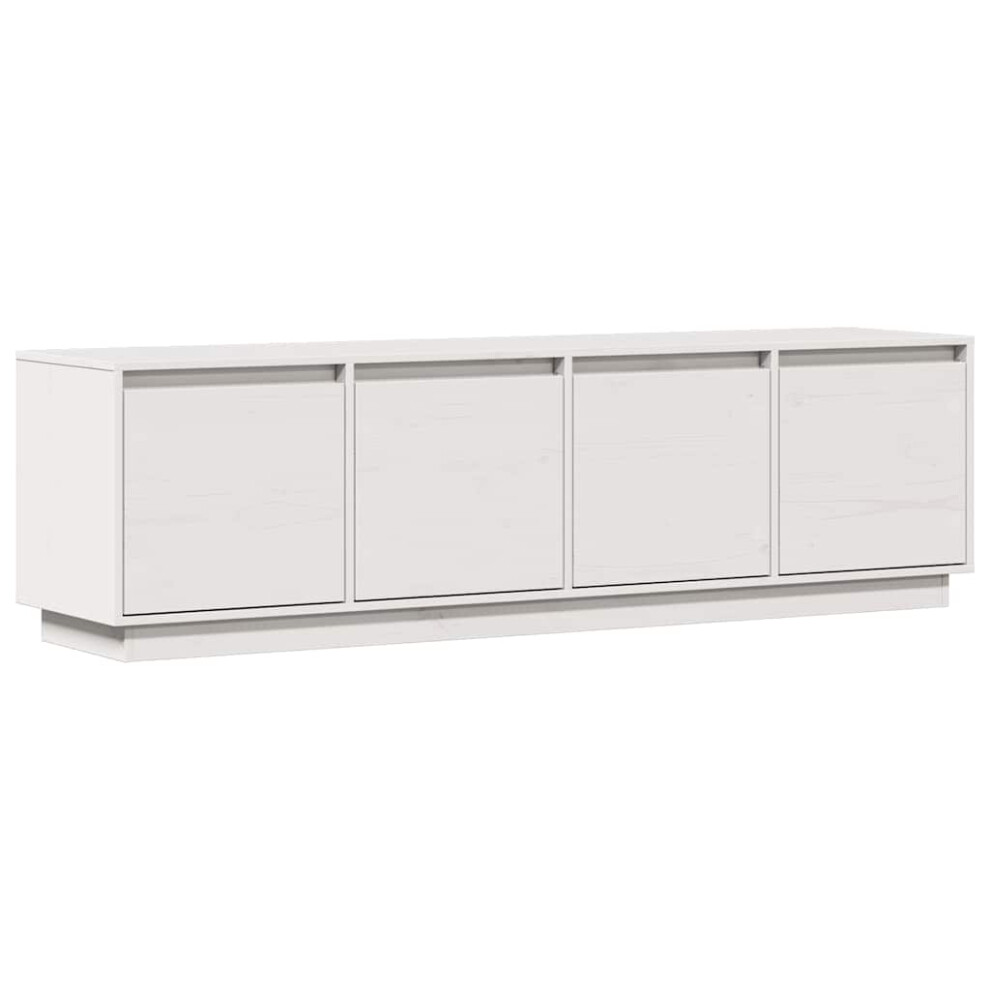 VIDAXL Solid Pine Wood 4 Door TV Cabinet White - Image 3