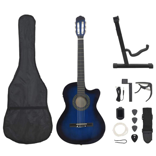 VidaXL (blue) vidaXL Western Guitar Set 12 Piece with Equalizer and 6 Strings for Beginner