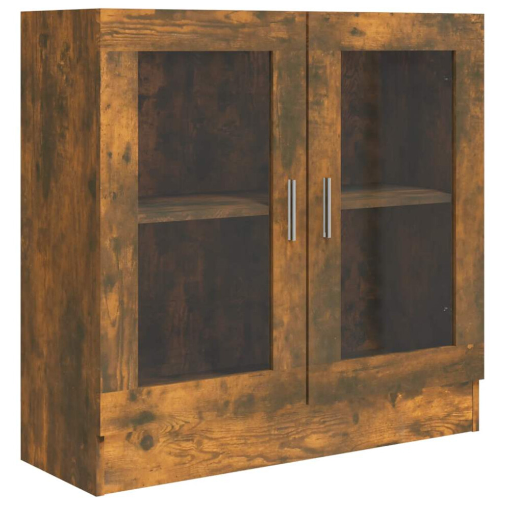 Vidaxl (Smoked Oak) Vitrine Cabinet Book Stand Rack Cupboard Highboard Engineered Wood