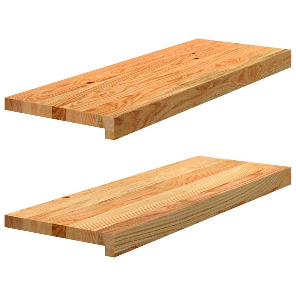 Vidaxl (Light Brown, 70 X 25 X 2 Cm/ 2 Pcs) Stair Treadss Step Mat Door Mat Tread Mat Untreated Solid Wood Oak