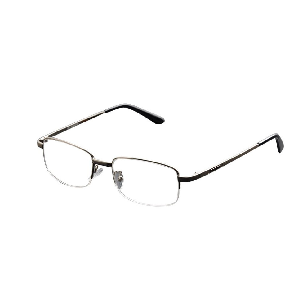 Silver Metal Half Rim Bifocal Reading Glasses 2.5X Magnification Lightweight Dual Focus Frame