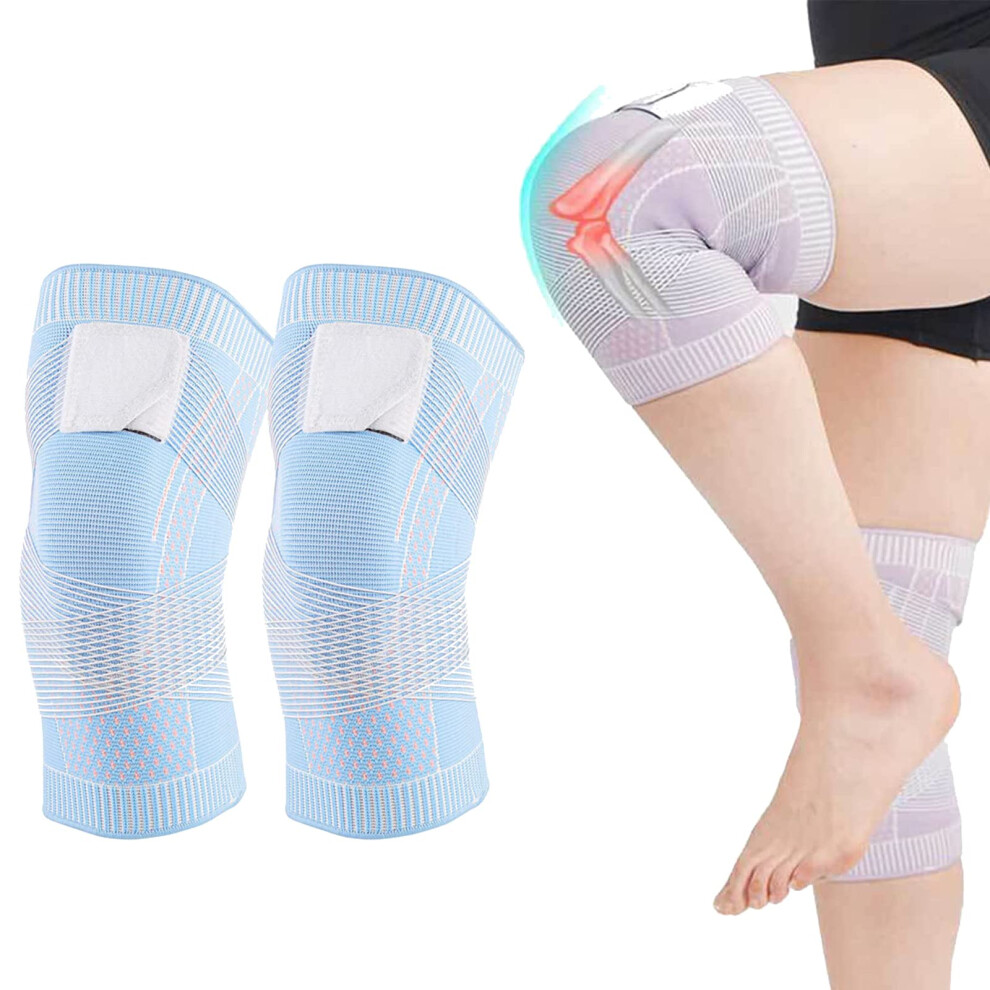 Blue Adjustable Knee Brace With 3D Elastic Compression Support For Running Arthritis And Joint Pain Relief L