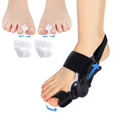 Adjustable Orthopedic Bunion Corrector Splint for Women and Men with Soft Silicone Pad Toe Separator Black
