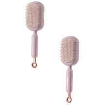 Self Cleaning Detangling Hair Brush with Retractable Cushion Anti Static for All Hair Types Pink 2