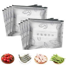 Resealable Bags with Zipper for Vacuum Storage Leakproof Aluminum Foil (10PCS, Large)