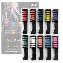 Hair Chalk Combs Set of 10 Colors, Washable Temporary Hair Color for Kids, Safe Non‑Toxic for Girls