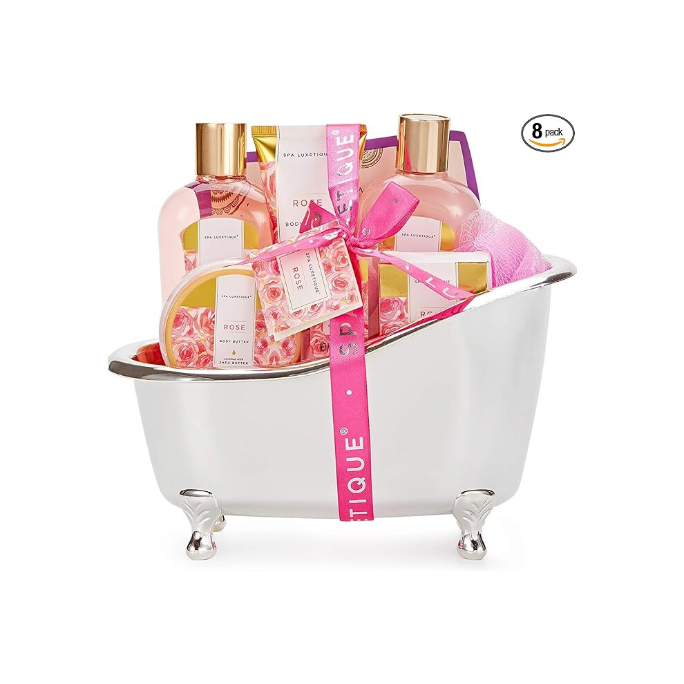 Visit The Spa Luxetique Store Women, 8Pcs Rose Bath Gift Sets With Body Lotion, Body Butter, Bath Bombs, Bath Gift Sets For Women, Personalised Spa Gift Set