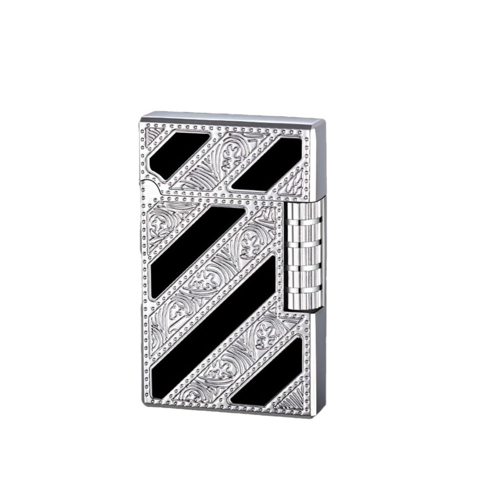 Black Windproof Refillable Butane Lighter, Retro Sidewheel Flint, Adjustable Flame,