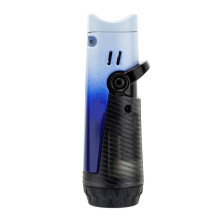 Windproof Torch Lighter, Refillable Butane Jet Lighter with Adjustable Flame for Camping, White