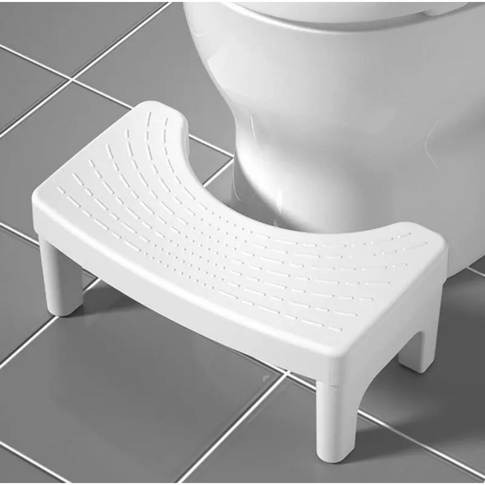 White Toilet Stool For Adults 6 Inch, Ergonomic Nonslip Foot Rest For Better Bathroom Posture, Cloud
