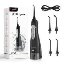 Water Flosser Oral Irrigator, Cordless Rechargeable 330ML, IPX7 Waterproof, 3 Modes 4 Jet Tips