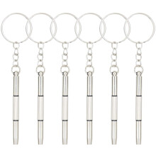 Mini Keychain Screwdriver Set for Eyeglass , Dual Tip Phillips and Flathead with Secure Bolt Holder, 6 Pack