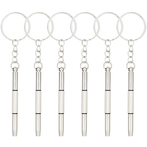 Mini Keychain Screwdriver Set for Eyeglass , Dual Tip Phillips and Flathead with Secure Bolt Holder, 6 Pack