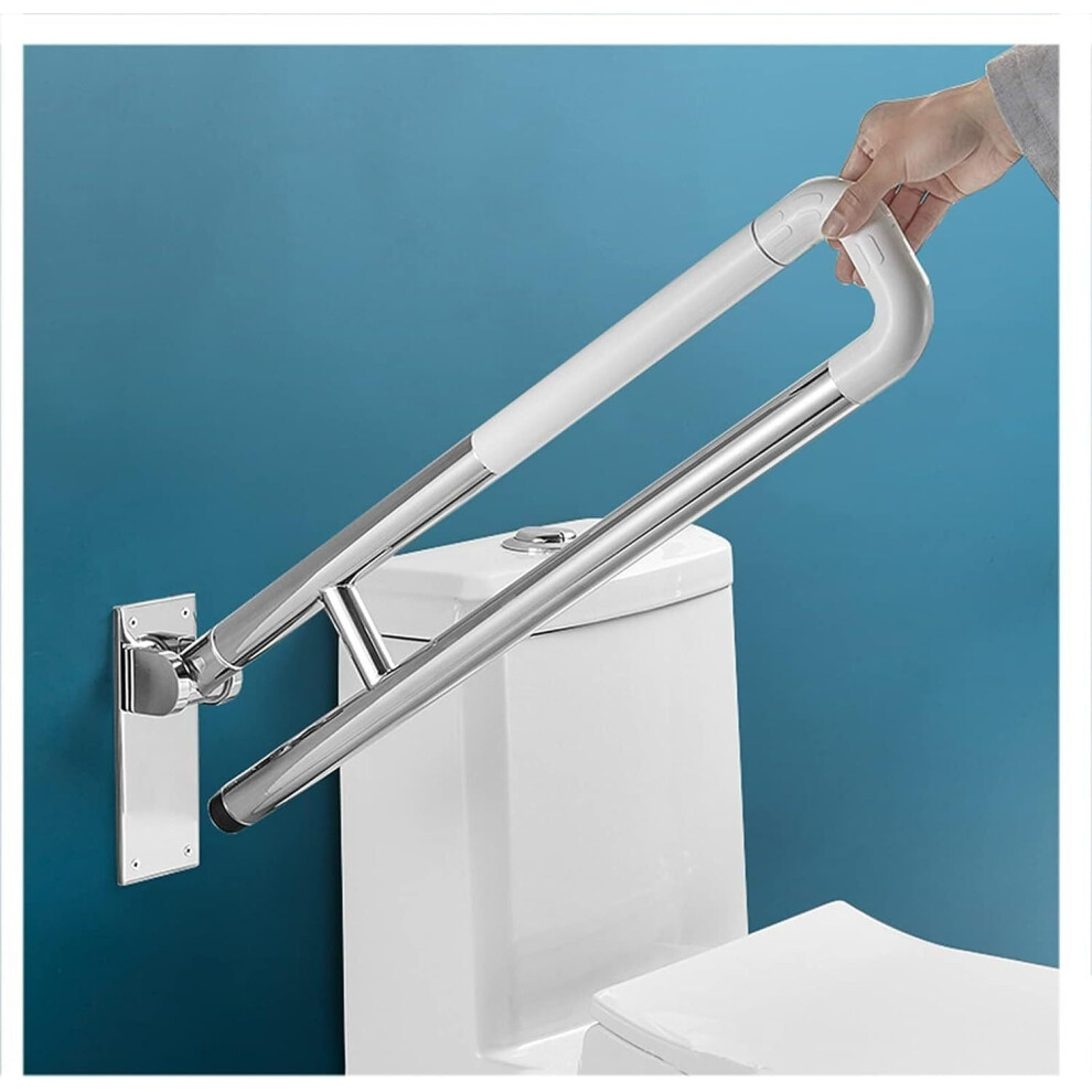 White Bathroom Grab Bar 70Cm Foldable Toilet Handrail With Antislip Grip And 150Kg Heavyduty Support For Elderly And Disabled