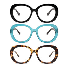 Blue Light Blocking Reading Glasses for Women, Oversized Round, 3 Pack, +2.0, AM6060 Mix