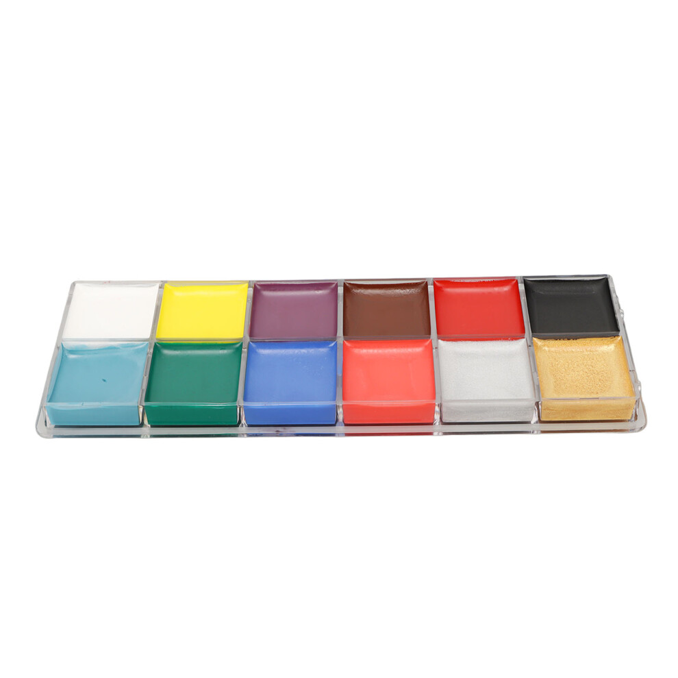 12-Color Oily Hypoallergenic Face Paint Palette, Washable, Creamy DIY Body Paint