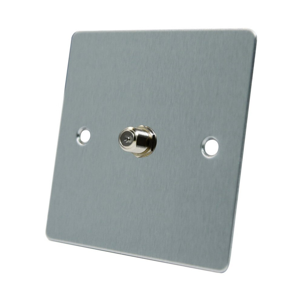 Aet Fsc1gsky Satin Chrome Flat 1 Gang Sky F Type Socket For Satellite Outlets, 240 V 700461521785