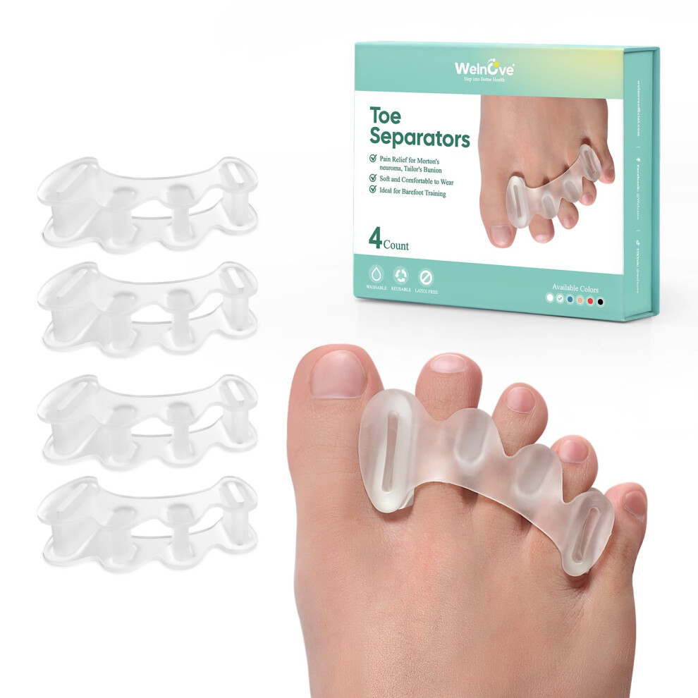 Welnove Toe Separators To Correct Bunion - Toe Spacers For Women Men, Relieve Feet Pain, Foot Alignment, Adjustable Toe Straighteners For Hammertoes