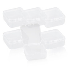 GLADFRESIT 6Pcs Small Plastic Containers With Lids Mini Rectangular Empty Containers Box Case with Lid for Beads Business Cards Pills Small Items (4.5