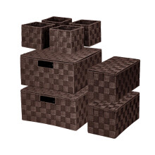 BinWhiz Woven Storage Box, Storage Baskets Organizing Bins Woven Basket Cube Organizer, Multi-size Hand-woven Storage Container for Bathroom, Cabinet,