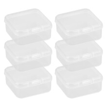 Hopzab 6 PCS Small Square Storage Boxes with Lids Mini Plastic Empty Containers for Storing Beads Pills Jewelry Game Pieces Craft and Other Small