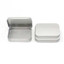 DOETYD 3 Pack Silver Rectangular Metal Hinged Containers, Multipurpose Tobacco Tin Box for DIY, Reusable Tin Case, Portable Small Tins with Lids for