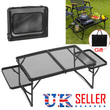 Folding Camping Table Storage Outdoor Desk Mesh Top Height Extendable