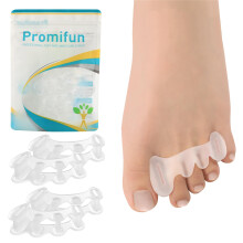 Promifun Toe Separators, 2 Pairs of Soft Gel Toe Spacers for Correcting Bunions, Toe Stretcher for Relieving Plantar Fasciitis, Claw Toe, Hammertoe,