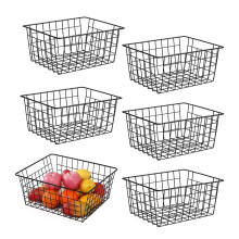 Hniuyun 6 Pack Black Wire Basket, Countertop Organizer for Kitchen Cabinets, Metal Storage Baskets for Garage, Refridge, Bedroom, Bathroom, Laundry,