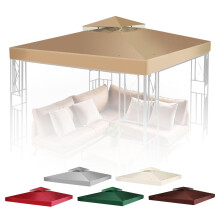 Flexzion Gazebo Cover Replacement Canopy Top 12x12 Ft (3.6m x 3.6m) - Double Tier Top Canopy Cover Replacement with UV30+, Dirt, Water Resistant for