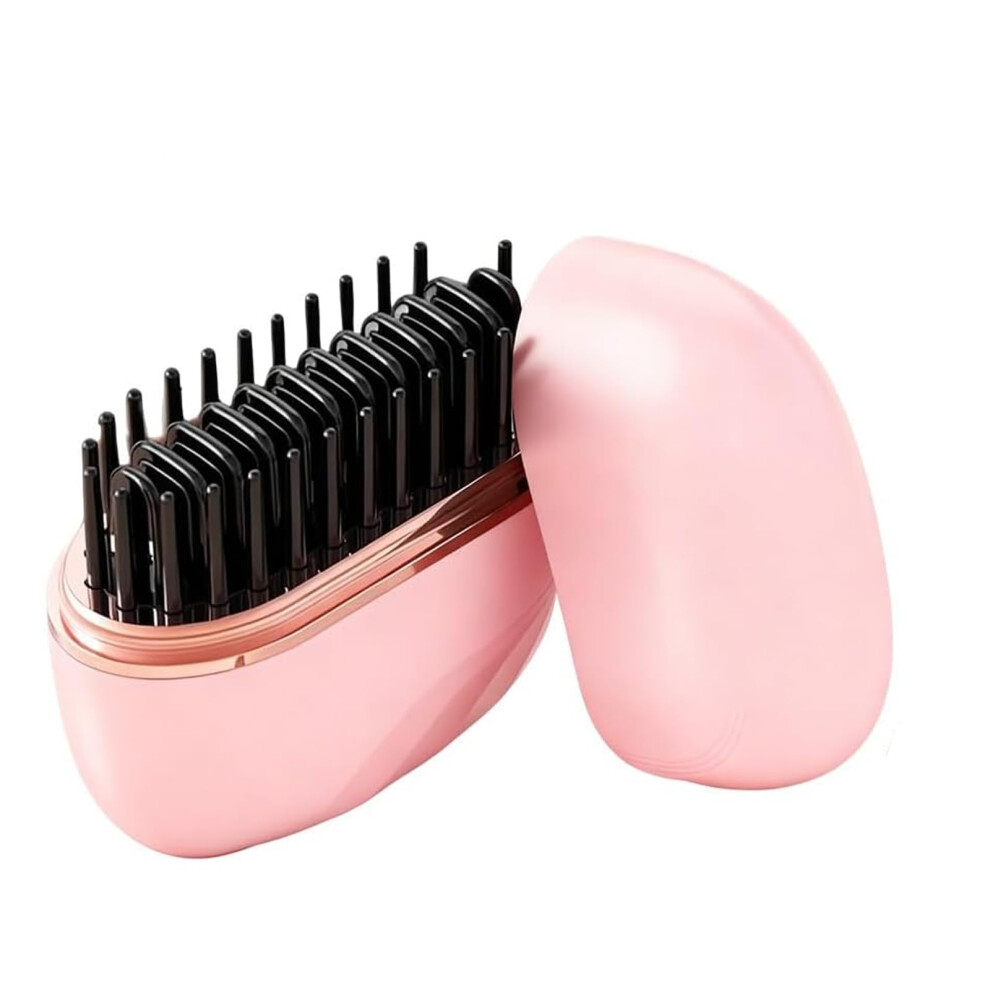 Cordless Mini Hair Straightener Brush, 3 Heat Levels, TypeC Quick Charge, AntiScald, Pink
