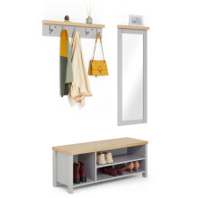 Mondeer Hallway Furniture Set, Shoe Bench and Coat Rack Wooden Minimalist Style for Entryway Hallway, Grey