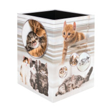 HERMA 19740 Cat Design Waste Paper Bin, 15 Litres, Foldable, Sturdy Cardboard, Slim Trash Can for Girls & Boys, Rectangular Waste Bin for Nursery,