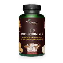 Vegavero Certified Organic Mushroom Complex 1300 mg | NO Additives, Lab-Tested | Standardised Bioactive Polysaccharides, Beta Glucans and Hericenones