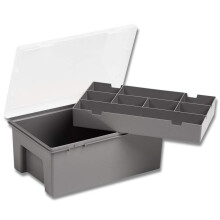 Wham 3.04.01 Plastic Organiser Deep Storage Box & 8 Division Tray, 29cm - Upcycled Grey/Clear